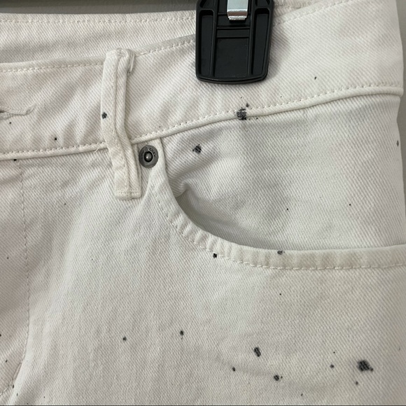 Lou & Grey Slouchy Skinny Off-White Denim Jeans with Black Splatter Paint Design - Picture 8 of 9